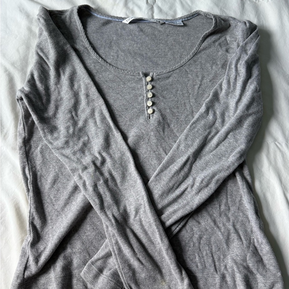 Tommy Hilfiger Gray Button-Detail Blouse